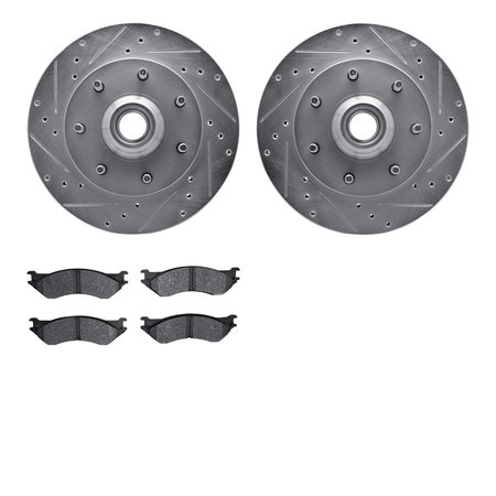 DYNAMIC FRICTION CO 7302-54118, Rotors-Drilled and Slotted-Silver with 3000 Series Ceramic Brake Pads, Zinc Coated 7302-54118